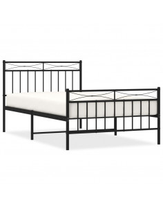 Giroletto con Testiera e Pediera Metallo Nero 107x203 cm 2