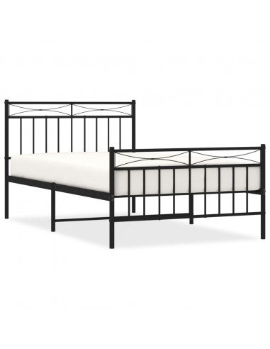 Giroletto con Testiera e Pediera Metallo Nero 107x203 cm