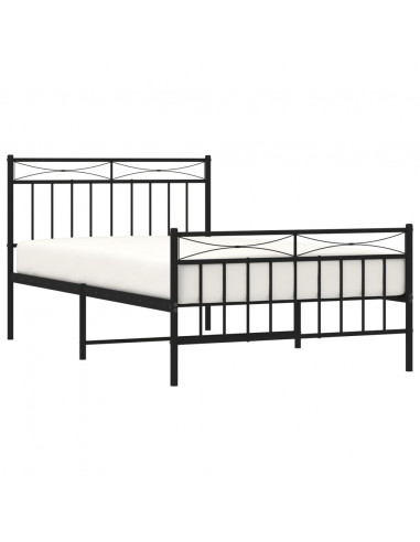 Giroletto con Testiera e Pediera Metallo Nero 107x203 cm