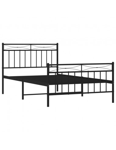 Giroletto con Testiera e Pediera Metallo Nero 107x203 cm