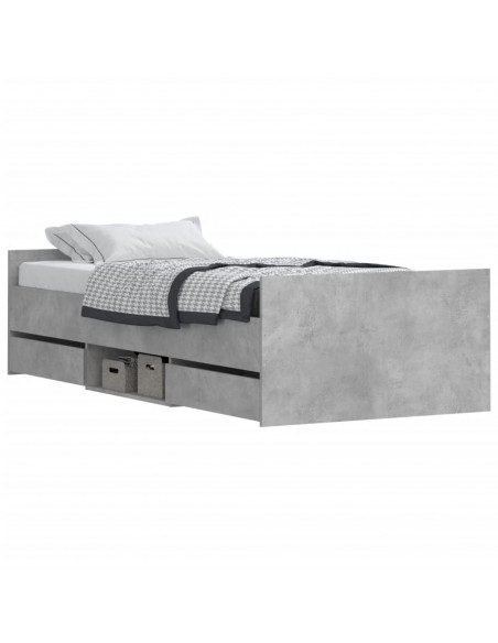 Giroletto con Testiera e Pediera Grigio Cemento 90x200 cm