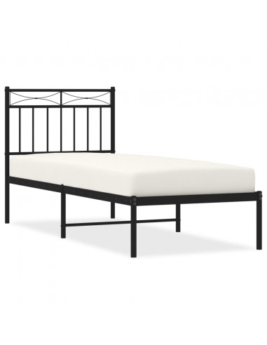 Giroletto con Testiera in Metallo Nero 75x190 cm