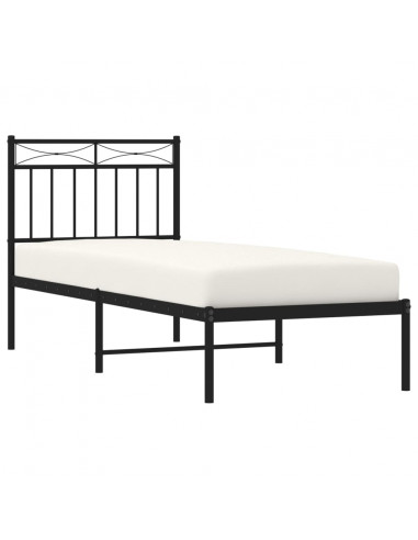 Giroletto con Testiera in Metallo Nero 75x190 cm