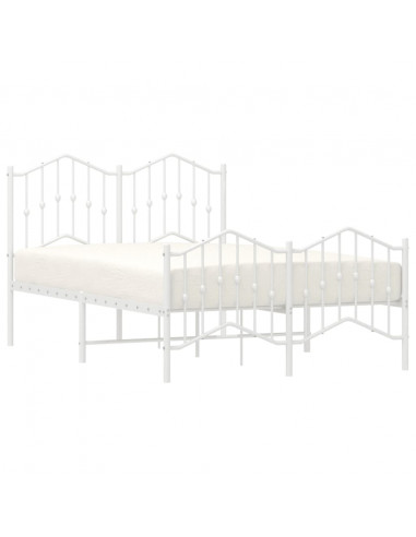 Giroletto con Testiera e Pediera Metallo Bianco 120x190 cm