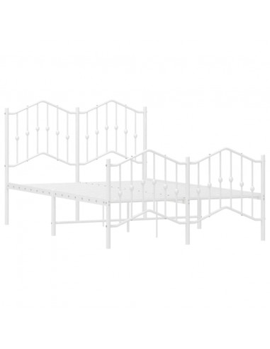 Giroletto con Testiera e Pediera Metallo Bianco 120x190 cm