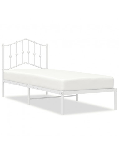 Giroletto senza Materaso con Testiera Metallo Bianco 75x190 cm