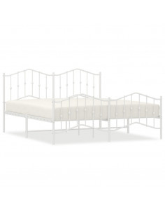 Giroletto con Testiera e Pediera Metallo Bianco 183x213 cm 2