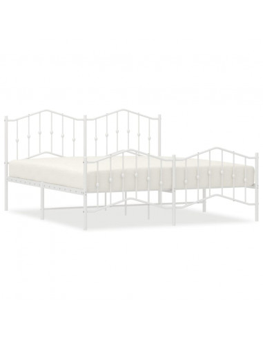 Giroletto con Testiera e Pediera Metallo Bianco 183x213 cm