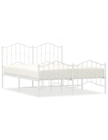 Giroletto con Testiera e Pediera Metallo Bianco 140x190 cm