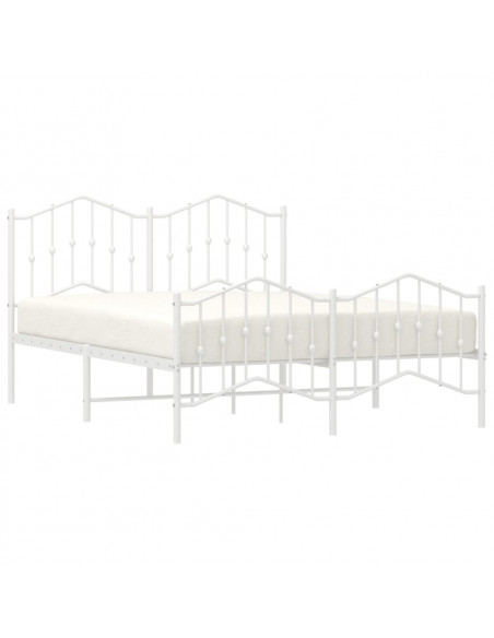 Giroletto con Testiera e Pediera Metallo Bianco 140x190 cm