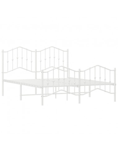 Giroletto con Testiera e Pediera Metallo Bianco 140x190 cm