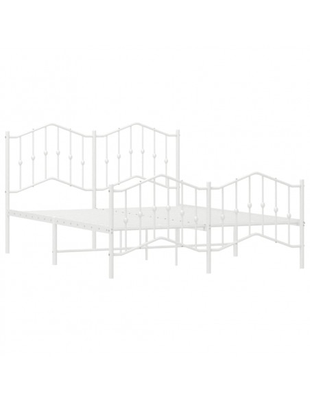 Giroletto con Testiera e Pediera Metallo Bianco 140x190 cm