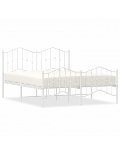 Giroletto con Testiera e Pediera Metallo Bianco 135x190 cm 2