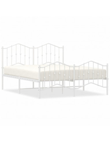 Giroletto con Testiera e Pediera Metallo Bianco 135x190 cm