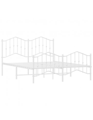 Giroletto con Testiera e Pediera Metallo Bianco 135x190 cm