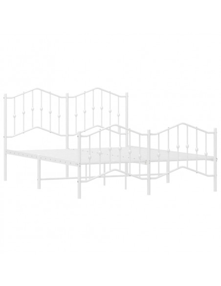 Giroletto con Testiera e Pediera Metallo Bianco 135x190 cm