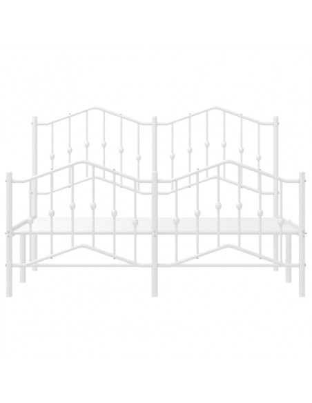 Giroletto con Testiera e Pediera Metallo Bianco 135x190 cm