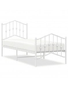 Giroletto con Testiera e Pediera Metallo Bianco 75x190 cm 2