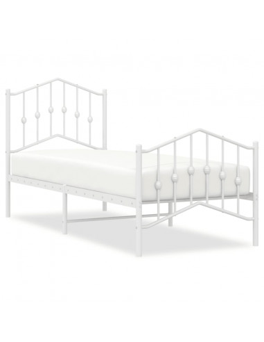 Giroletto con Testiera e Pediera Metallo Bianco 75x190 cm