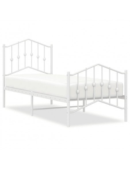Giroletto con Testiera e Pediera Metallo Bianco 75x190 cm