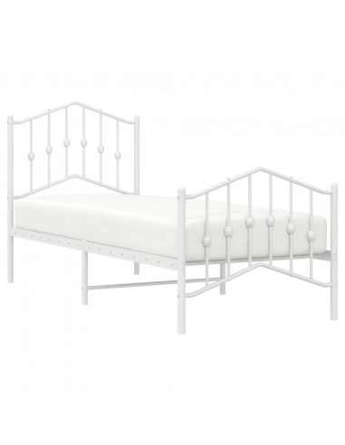 Giroletto con Testiera e Pediera Metallo Bianco 75x190 cm