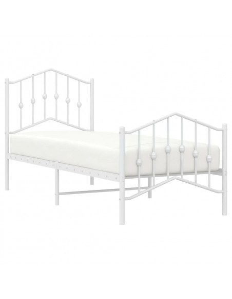 Giroletto con Testiera e Pediera Metallo Bianco 75x190 cm