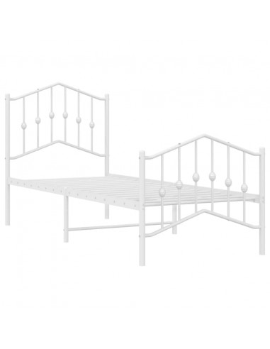 Giroletto con Testiera e Pediera Metallo Bianco 75x190 cm