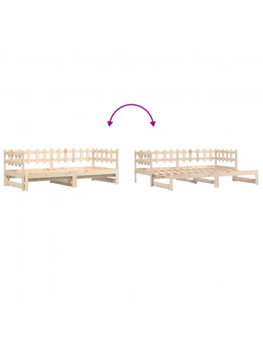 Dormeuse Estraibile 2x(80x200) cm in Legno Massello di Pino