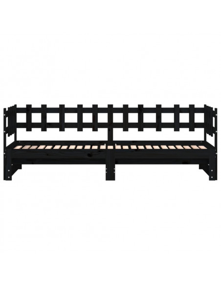 Dormeuse Estraibile Nera 2x(80x200) cm Legno Massello di Pino