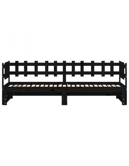 Dormeuse Estraibile Nera 2x(90x190) cm Legno Massello di Pino