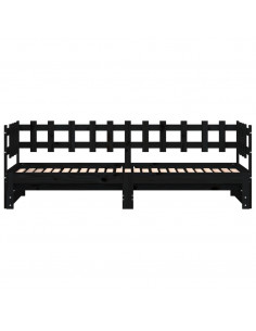 Dormeuse Estraibile Nera 2x(90x200) cm Legno Massello di Pino 2