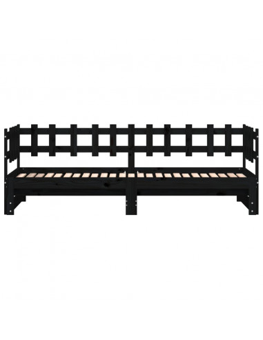 Dormeuse Estraibile Nera 2x(90x200) cm Legno Massello di Pino