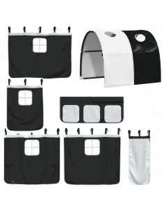 Letto a Soppalco con Tunnel Bambini Bianco e Nero 80x200cm Pino 2