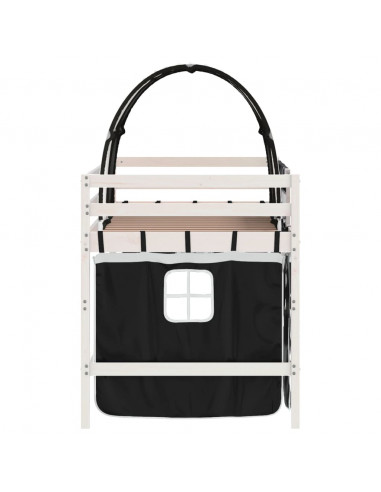 Letto a Soppalco con Tunnel Bambini Bianco e Nero 80x200cm Pino
