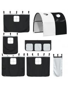 Letto a Soppalco con Tunnel Bambini Bianco e Nero 90x200cm Pino 2
