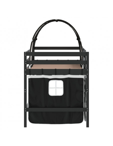 Letto a Soppalco con Tunnel Bambini Bianco e Nero 90x190cm Pino
