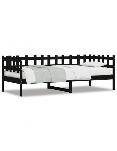 Dormeuse Nera 90x190 cm in Legno Massello di Pino