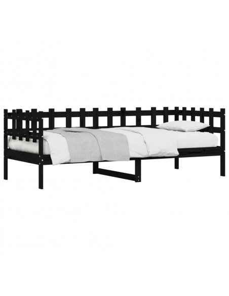 Dormeuse Nera 90x190 cm in Legno Massello di Pino
