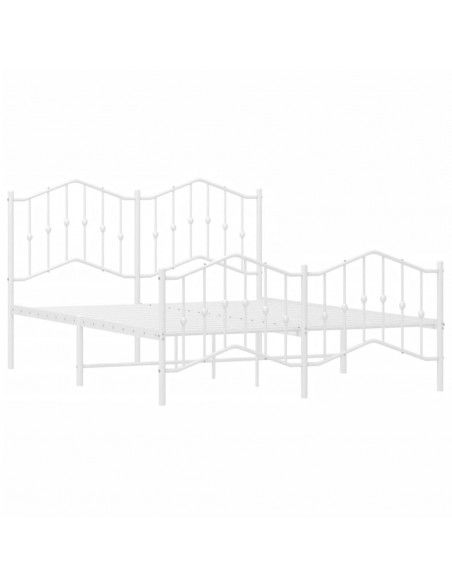 Giroletto con Testiera e Pediera Metallo Bianco 140x200 cm