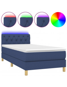 Letto a Molle con Materasso e LED Blu 80x200 cm in Tessuto 2