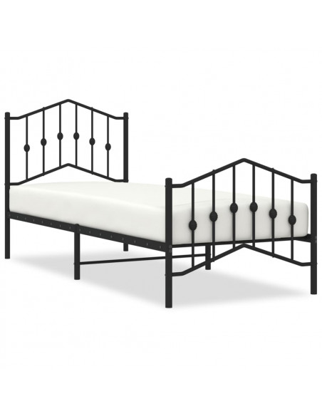 Giroletto con Testiera e Pediera Metallo Nero 90x200 cm