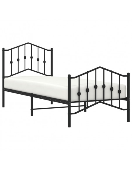 Giroletto con Testiera e Pediera Metallo Nero 90x200 cm