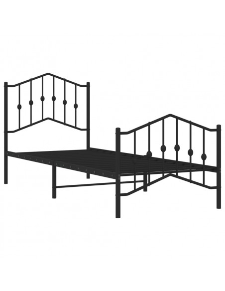 Giroletto con Testiera e Pediera Metallo Nero 90x200 cm