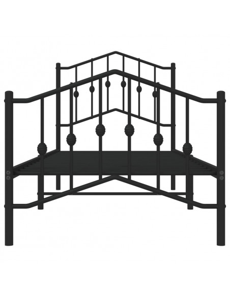 Giroletto con Testiera e Pediera Metallo Nero 90x200 cm