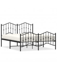 Giroletto con Testiera e Pediera Metallo Nero 140x200 cm 2