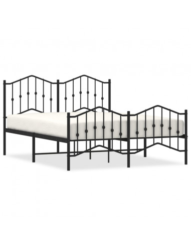 Giroletto con Testiera e Pediera Metallo Nero 140x200 cm