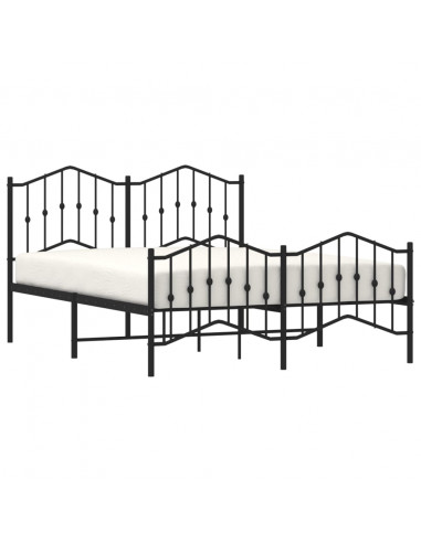 Giroletto con Testiera e Pediera Metallo Nero 140x200 cm