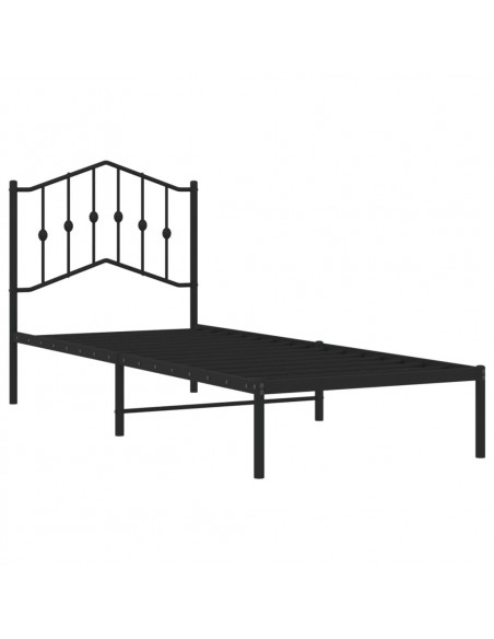 Giroletto con Testiera in Metallo Nero 90x190 cm
