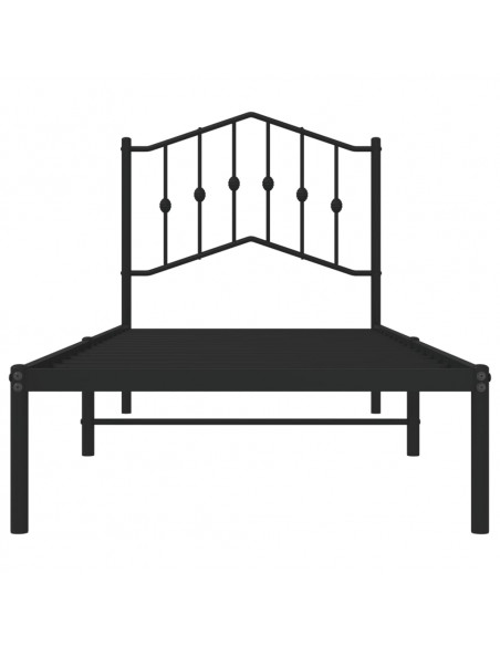Giroletto con Testiera in Metallo Nero 90x190 cm
