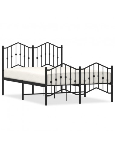 Giroletto con Testiera e Pediera Metallo Nero 120x200 cm